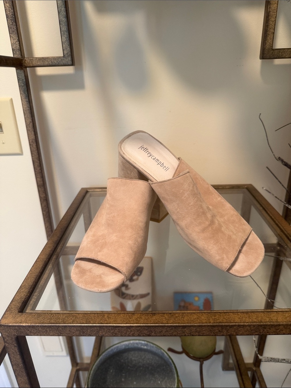 Jeffrey Campbell Blush Suede Open-Toe Mule